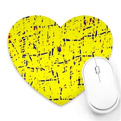 Yellow Summer Pattern Heart Mousepads