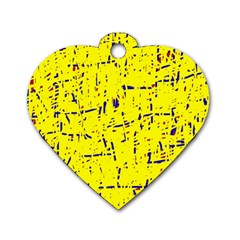 Yellow Summer Pattern Dog Tag Heart (one Side)