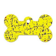 Yellow Summer Pattern Dog Tag Bone (one Side)