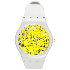 Yellow Summer Pattern Round Plastic Sport Watch (m) by Valentinaart