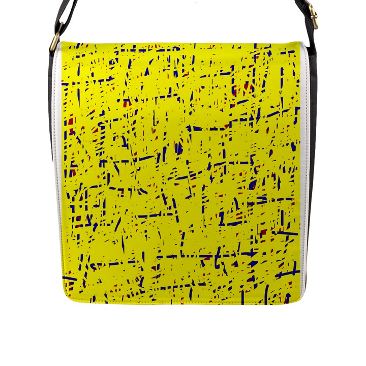 Yellow summer pattern Flap Messenger Bag (L) 