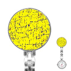 Yellow Summer Pattern Stainless Steel Nurses Watch