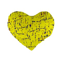 Yellow Summer Pattern Standard 16  Premium Flano Heart Shape Cushions by Valentinaart