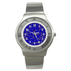 Blue Pattern Stainless Steel Watch