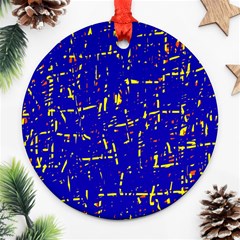 Blue Pattern Round Ornament (two Sides) 