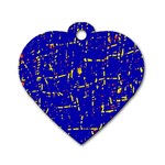 Blue pattern Dog Tag Heart (Two Sides) Front