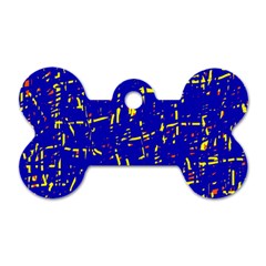 Blue Pattern Dog Tag Bone (one Side)