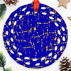 Blue Pattern Round Filigree Ornament (2side)