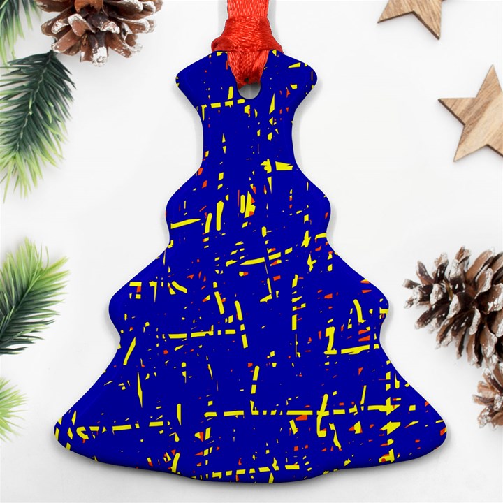 Blue pattern Christmas Tree Ornament (2 Sides)