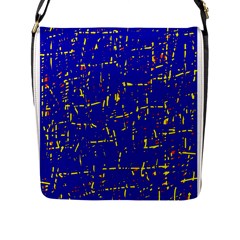 Blue Pattern Flap Messenger Bag (l)  by Valentinaart