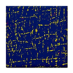 Deep Blue And Yellow Pattern Tile Coasters by Valentinaart