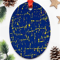 Deep Blue And Yellow Pattern Ornament (oval)  by Valentinaart