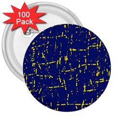 Deep Blue And Yellow Pattern 3  Buttons (100 Pack) 