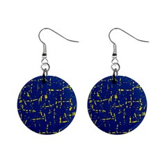 Deep Blue And Yellow Pattern Mini Button Earrings