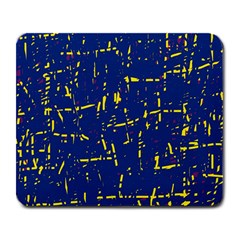 Deep Blue And Yellow Pattern Large Mousepads by Valentinaart