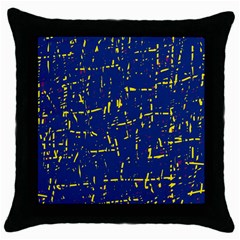 Deep Blue And Yellow Pattern Throw Pillow Case (black) by Valentinaart