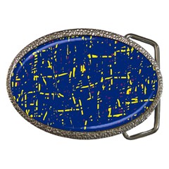 Deep Blue And Yellow Pattern Belt Buckles