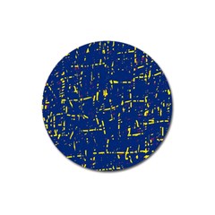 Deep Blue And Yellow Pattern Magnet 3  (round)