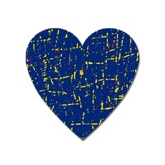 Deep Blue And Yellow Pattern Heart Magnet