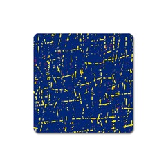 Deep Blue And Yellow Pattern Square Magnet