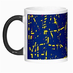 Deep Blue And Yellow Pattern Morph Mugs by Valentinaart