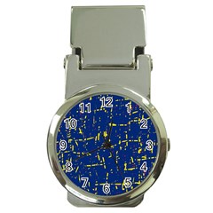 Deep Blue And Yellow Pattern Money Clip Watches