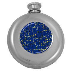 Deep Blue And Yellow Pattern Round Hip Flask (5 Oz)