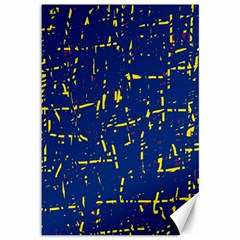 Deep Blue And Yellow Pattern Canvas 12  X 18  