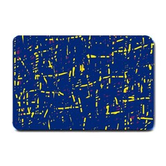 Deep Blue And Yellow Pattern Small Doormat  by Valentinaart