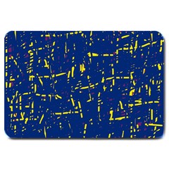 Deep Blue And Yellow Pattern Large Doormat 