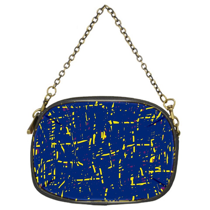 Deep blue and yellow pattern Chain Purses (One Side) 