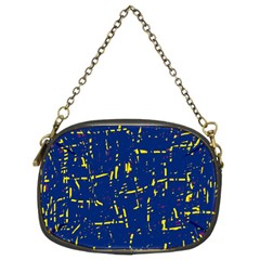 Deep Blue And Yellow Pattern Chain Purses (two Sides) 