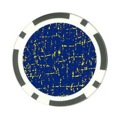 Deep Blue And Yellow Pattern Poker Chip Card Guards (10 Pack) 