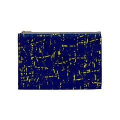 Deep Blue And Yellow Pattern Cosmetic Bag (medium)  by Valentinaart