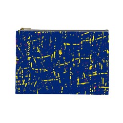 Deep Blue And Yellow Pattern Cosmetic Bag (large)  by Valentinaart