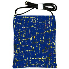 Deep Blue And Yellow Pattern Shoulder Sling Bags by Valentinaart