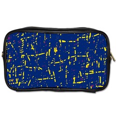 Deep Blue And Yellow Pattern Toiletries Bags by Valentinaart