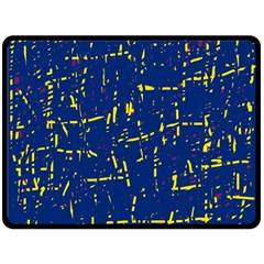 Deep Blue And Yellow Pattern Fleece Blanket (large)  by Valentinaart