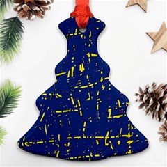 Deep Blue And Yellow Pattern Ornament (christmas Tree) by Valentinaart