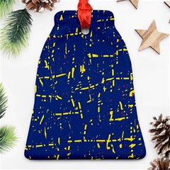 Deep Blue And Yellow Pattern Ornament (bell)  by Valentinaart