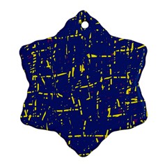 Deep Blue And Yellow Pattern Snowflake Ornament (2-side)