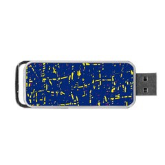 Deep Blue And Yellow Pattern Portable Usb Flash (one Side) by Valentinaart