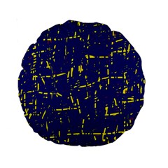 Deep Blue And Yellow Pattern Standard 15  Premium Round Cushions