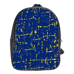 Deep Blue And Yellow Pattern School Bags (xl) 