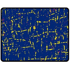 Deep Blue And Yellow Pattern Double Sided Fleece Blanket (medium) 