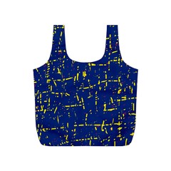 Deep Blue And Yellow Pattern Full Print Recycle Bags (s)  by Valentinaart