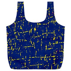 Deep Blue And Yellow Pattern Full Print Recycle Bags (l) 