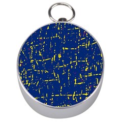 Deep Blue And Yellow Pattern Silver Compasses