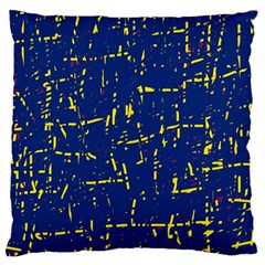 Deep Blue And Yellow Pattern Large Flano Cushion Case (one Side) by Valentinaart