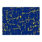 Deep blue and yellow pattern Double Sided Flano Blanket (Mini)  35 x27  Blanket Front